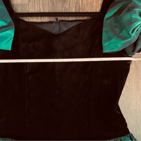 Jessica McClintock Gunne Sax 90’s metallic green taffeta and velvet mini dress - Picture 4 of 7